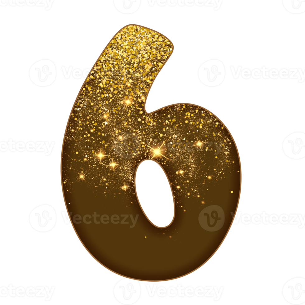 Half Gold Glitter Number png