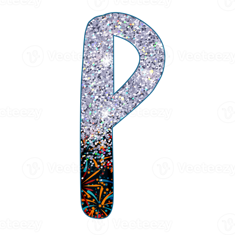 alphabet à paillettes argentées png