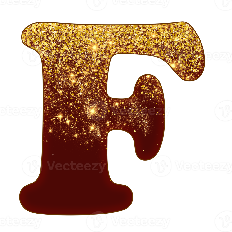 alfabeto de glitter meio dourado png