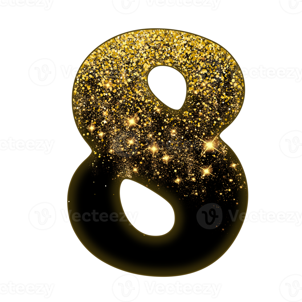 Half Gold Glitter Number png