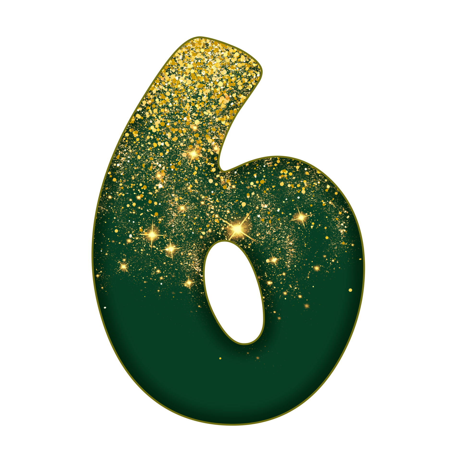Half Gold Glitter Number 16692005 PNG
