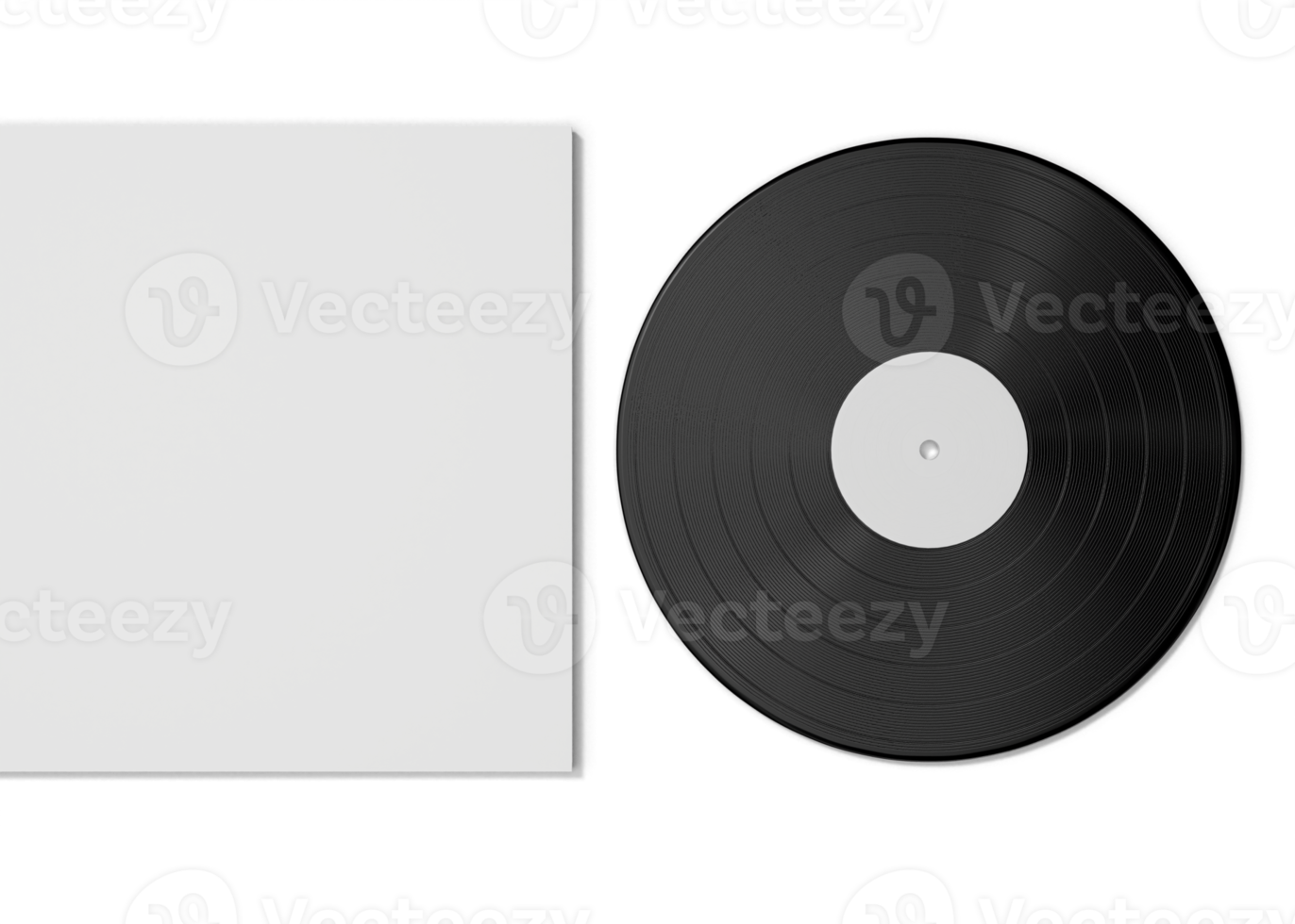 Music vinyl and record label disc mockup png