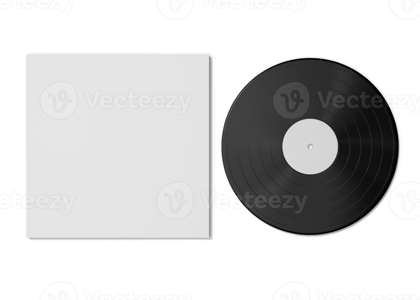 Music vinyl and record label disc mockup png