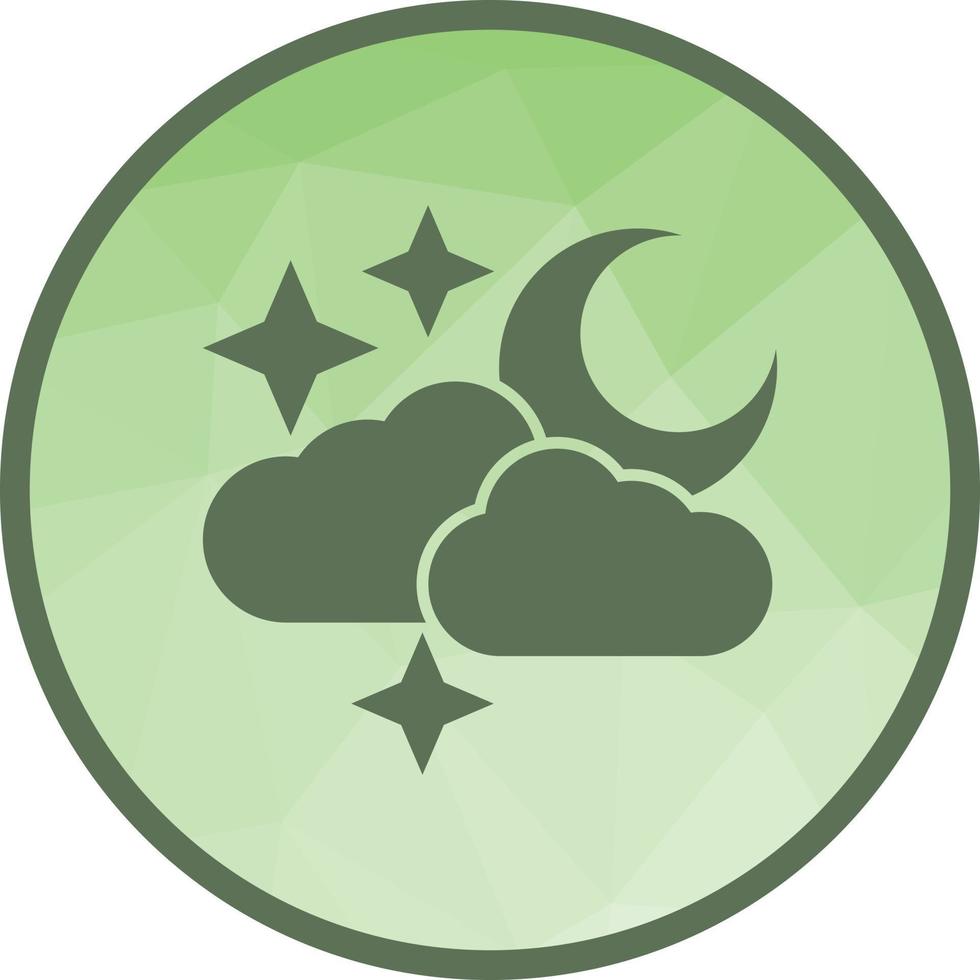 nublado con luna icono de fondo de baja poli vector