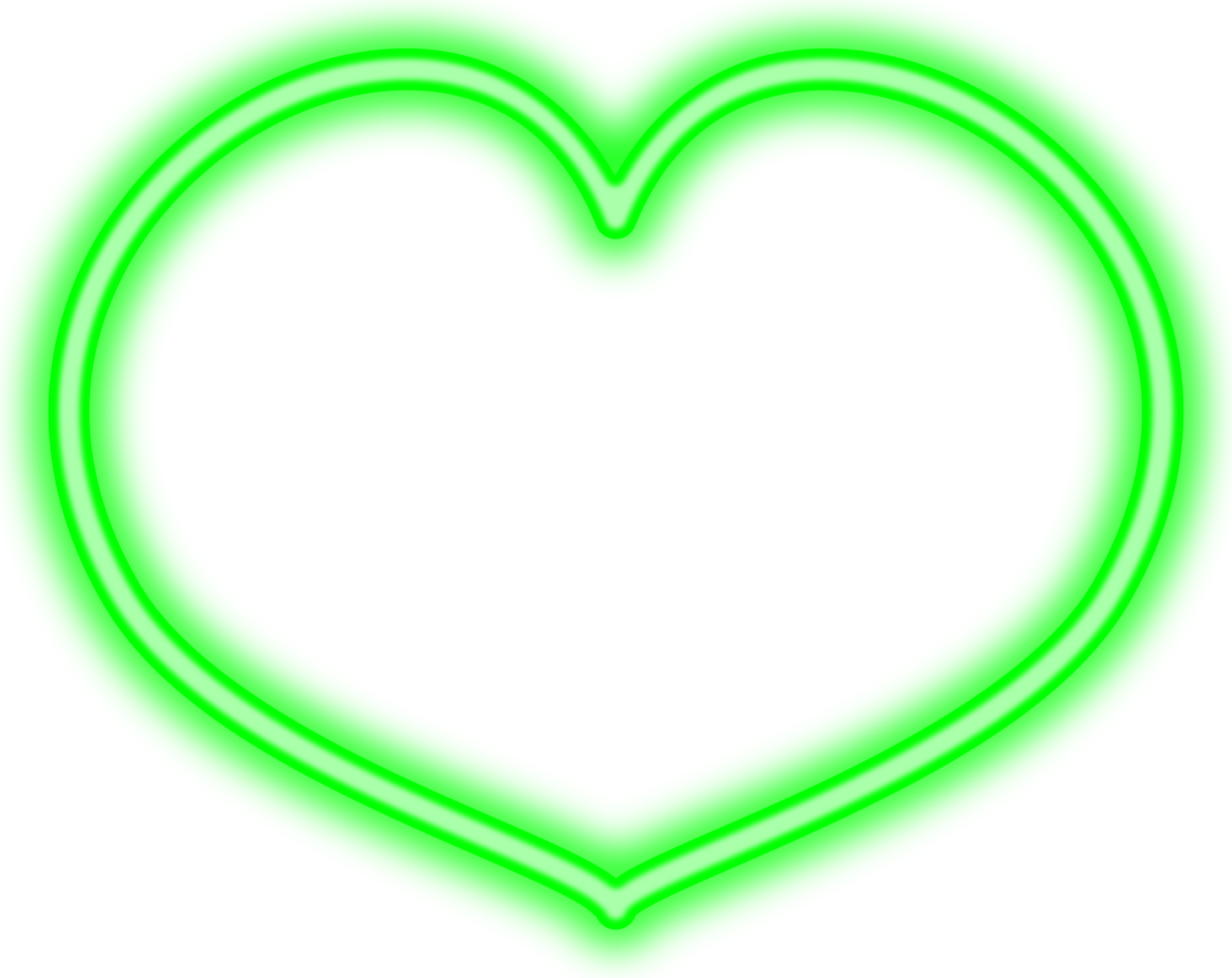 green neon love shape png