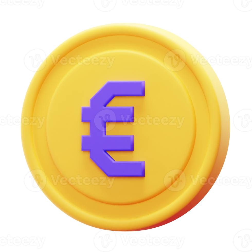 ícone de moeda de euro de renderização 3D png