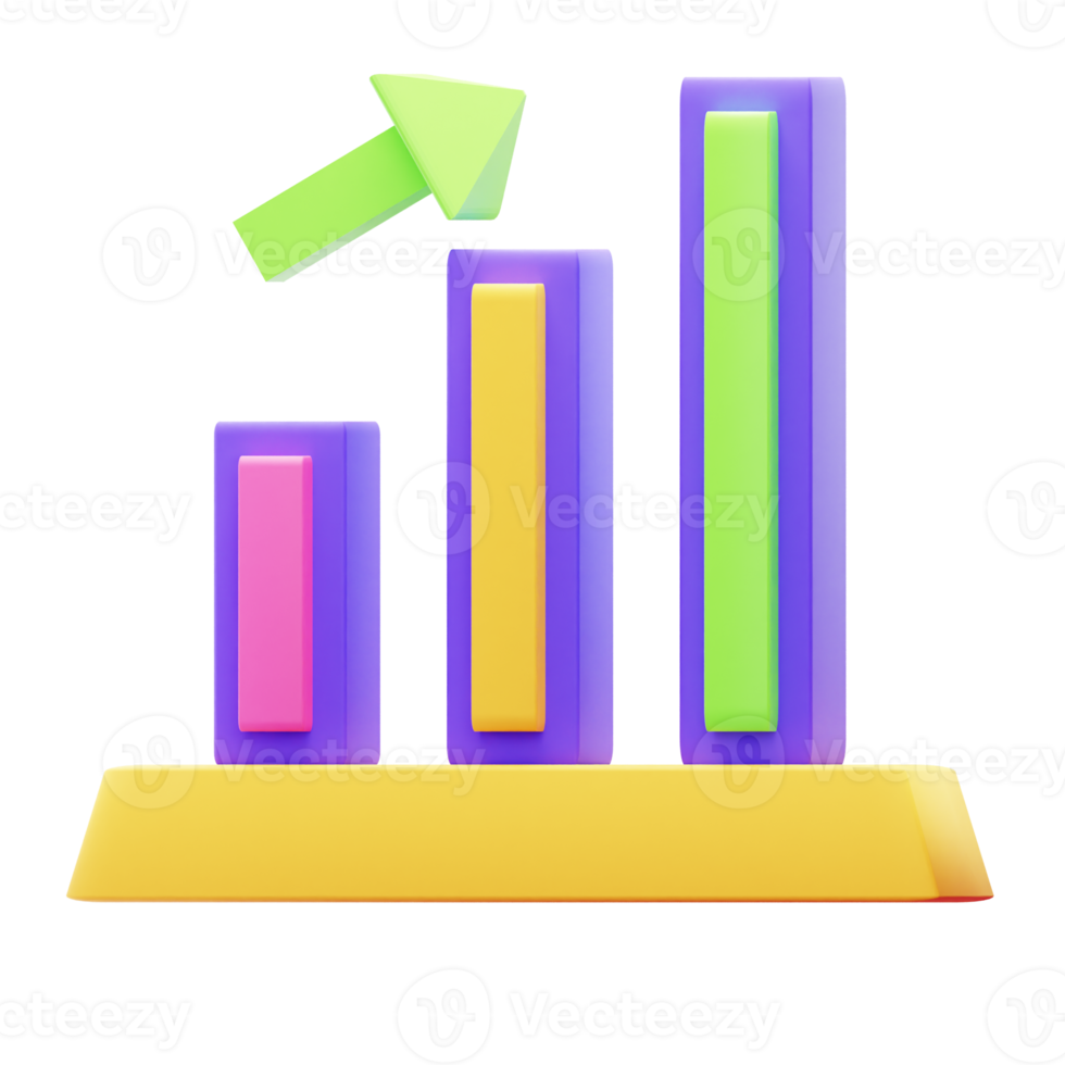 3D Render Increase Bar Graph Icon png