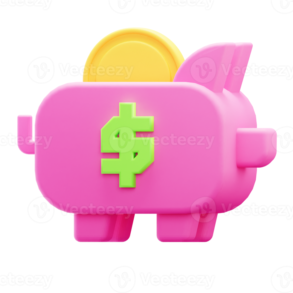 3D Render Piggy Bank Icon png