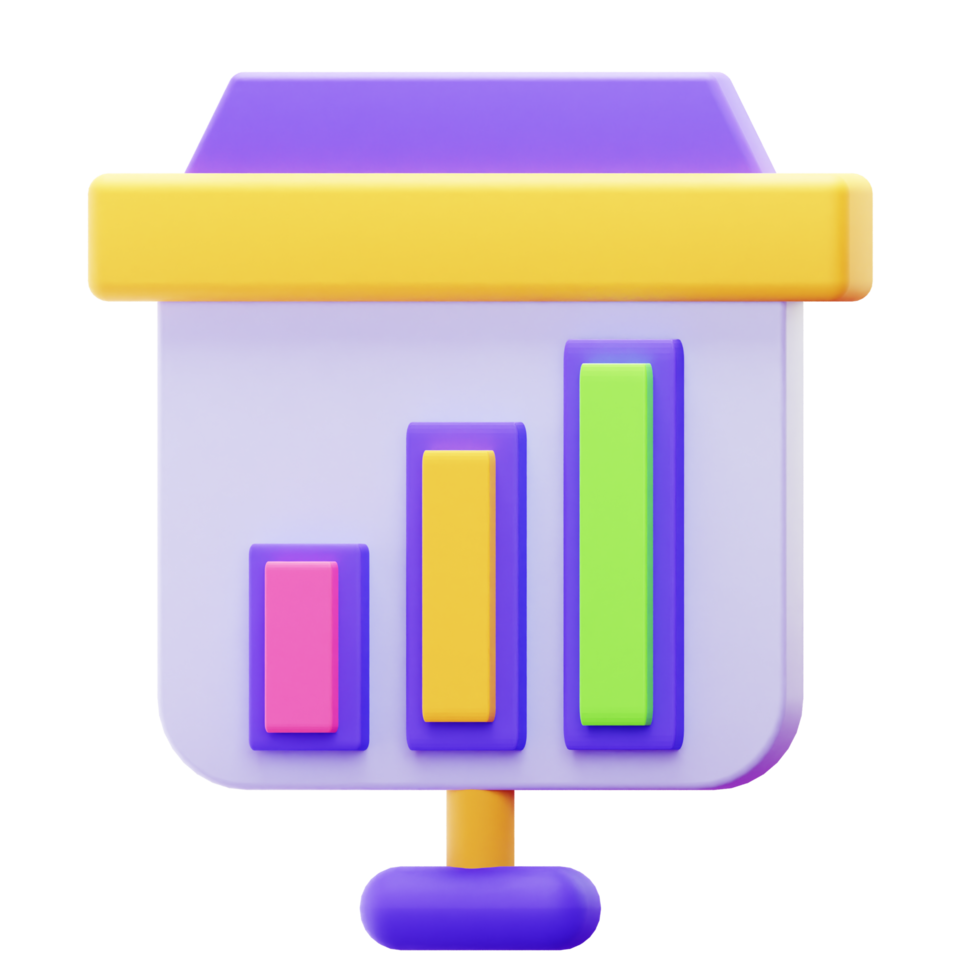 3D Render Growth Bar Graph Presentation png