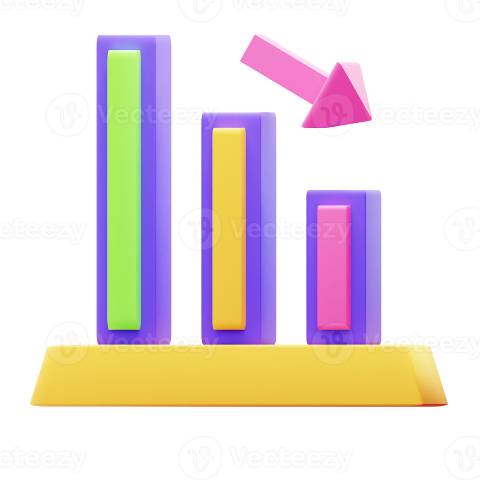 3D Render Decrease Bar Graph Icon png