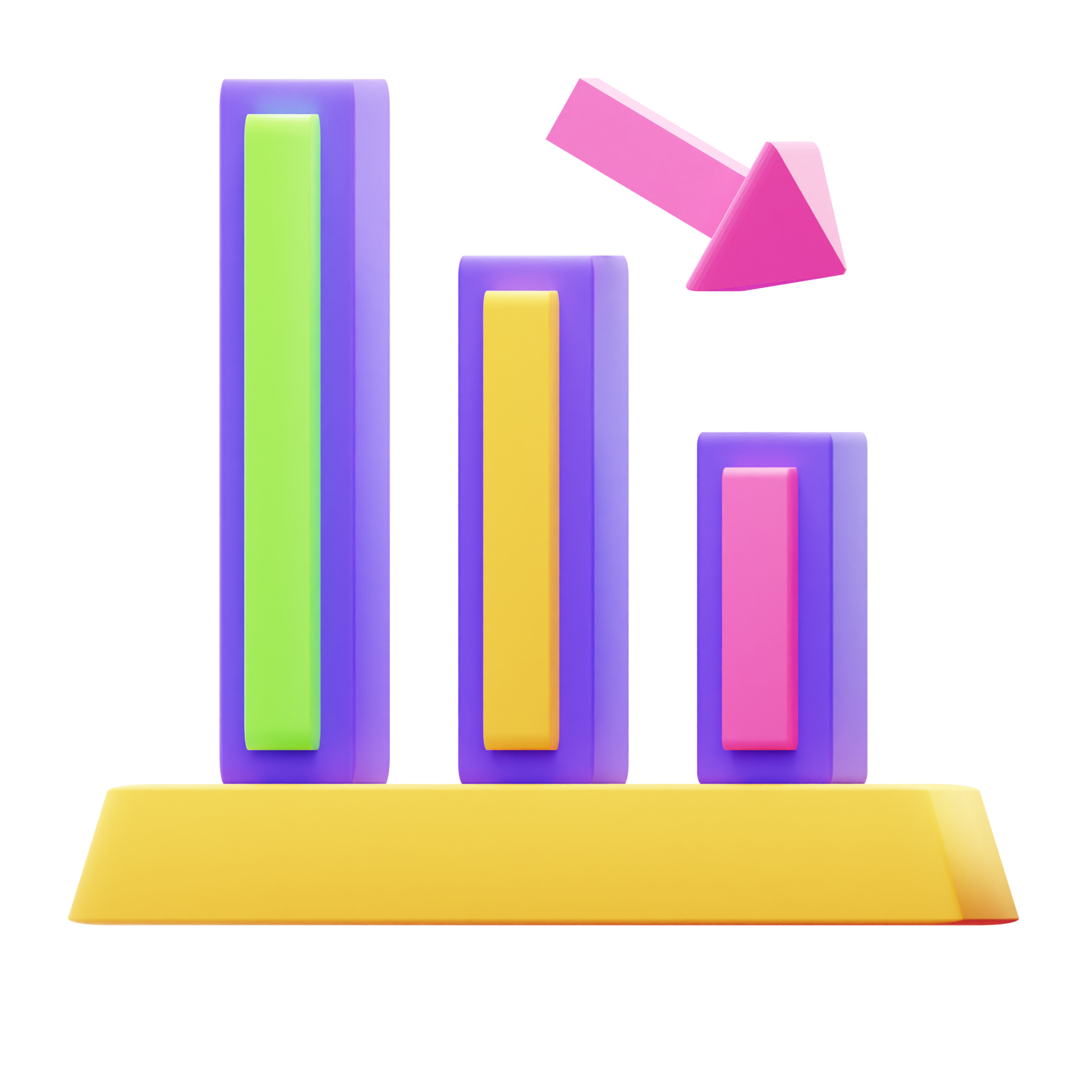 3d-render-decrease-bar-graph-icon-16693549-png