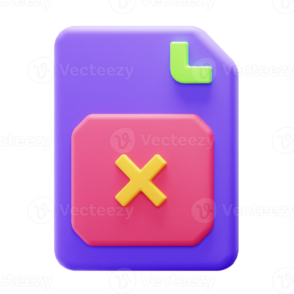 3D Render Delete File Icon png