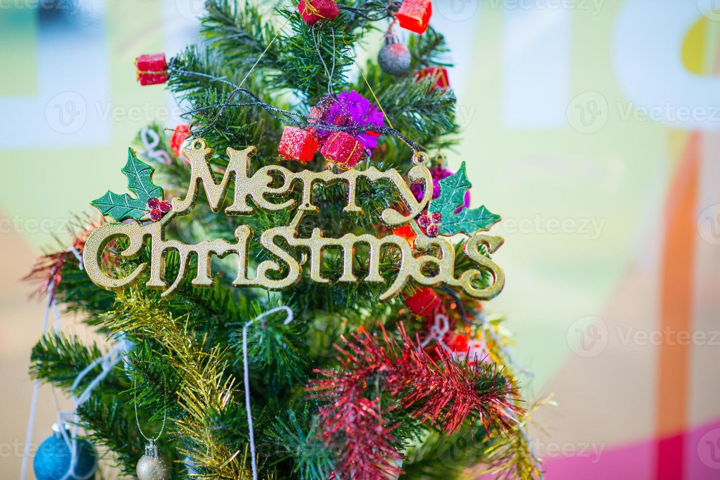 Christmas tree and decorations and lights photo