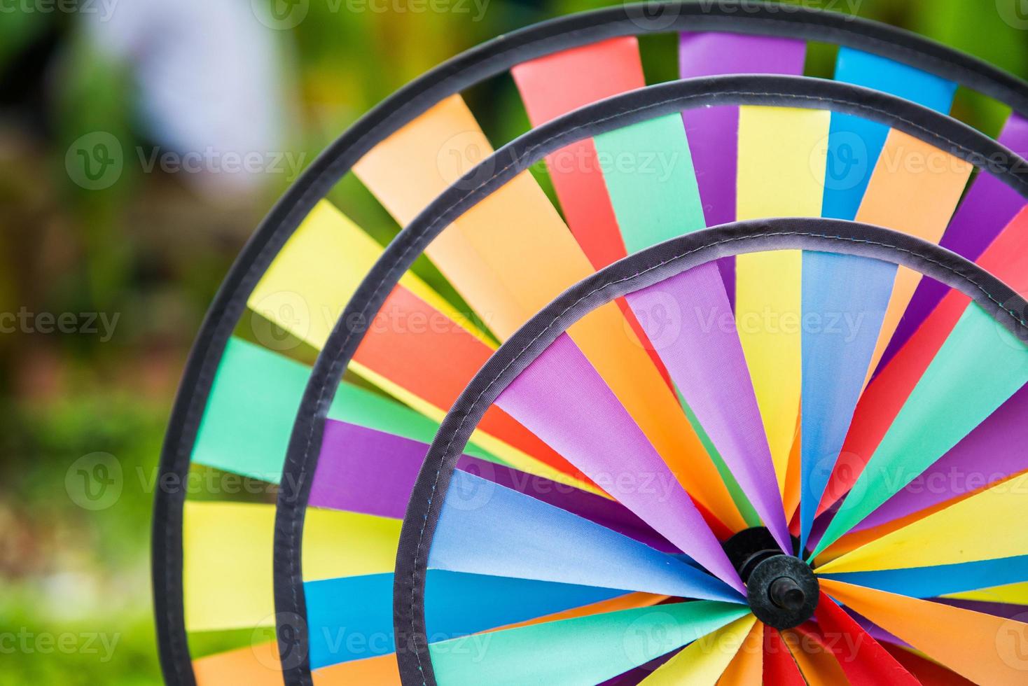 Colorful pinwheel in the garden photo