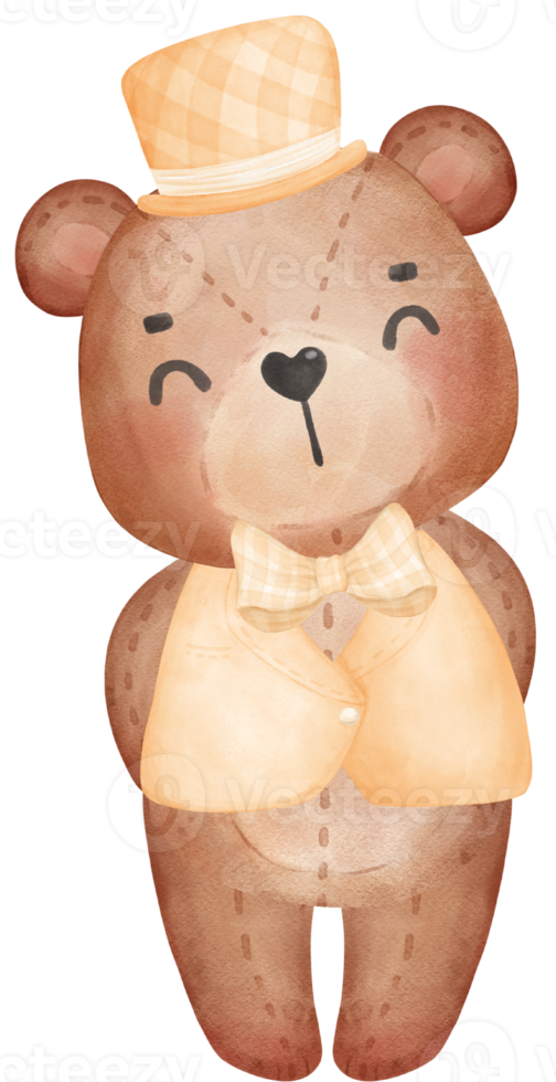süße süße hochzeit bräutigam teddybär junge zeichentrickfigur aquarell png