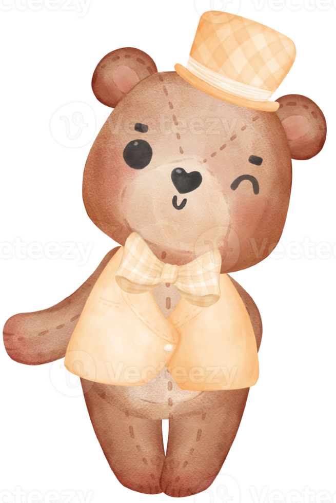 süße süße hochzeit bräutigam teddybär junge zeichentrickfigur aquarell png
