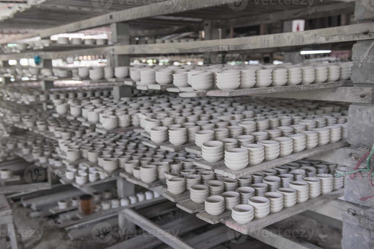 Clay pottery ceramics drying before being fire photo