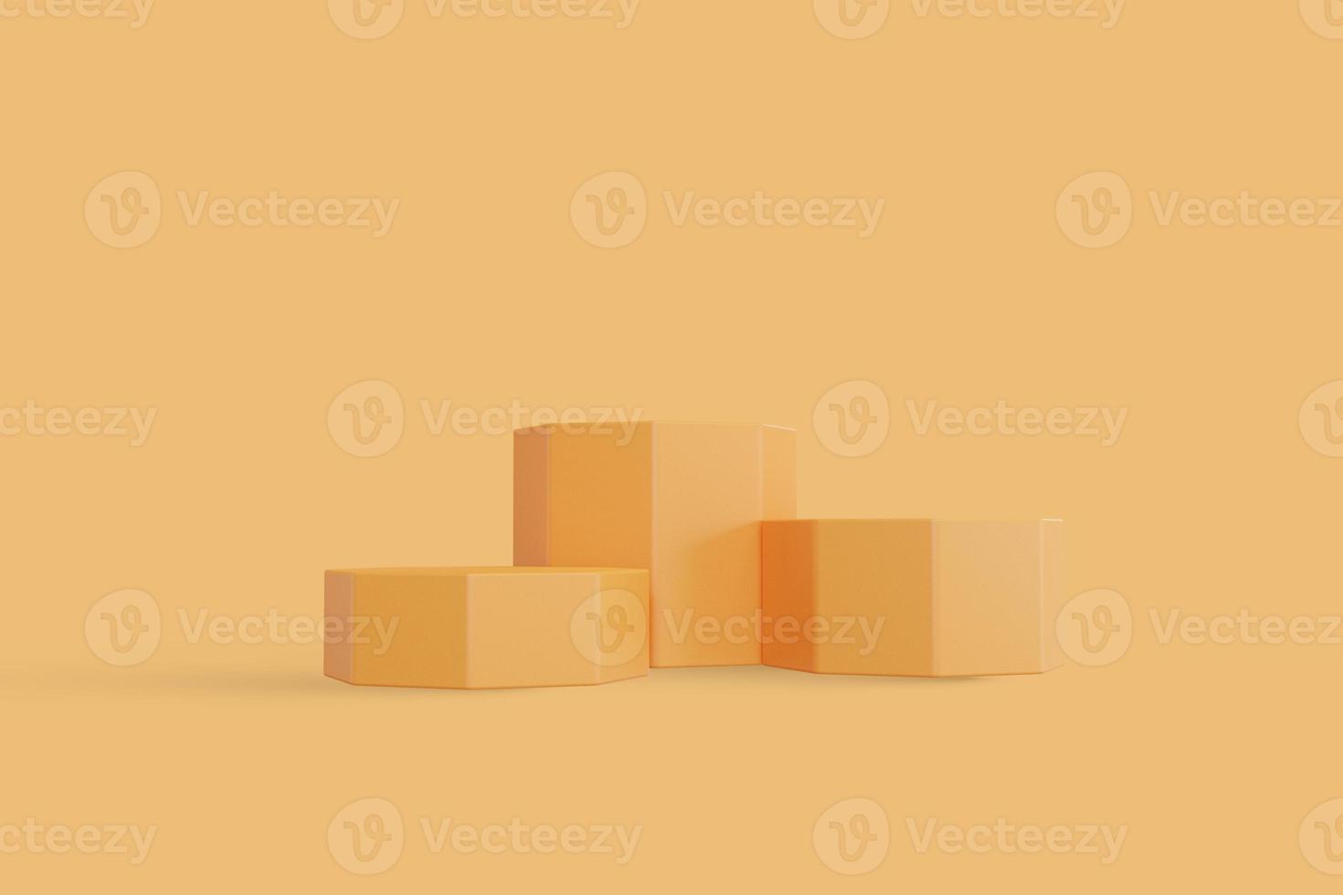 Three 3d podiums for product presentation. 3d rendering photo
