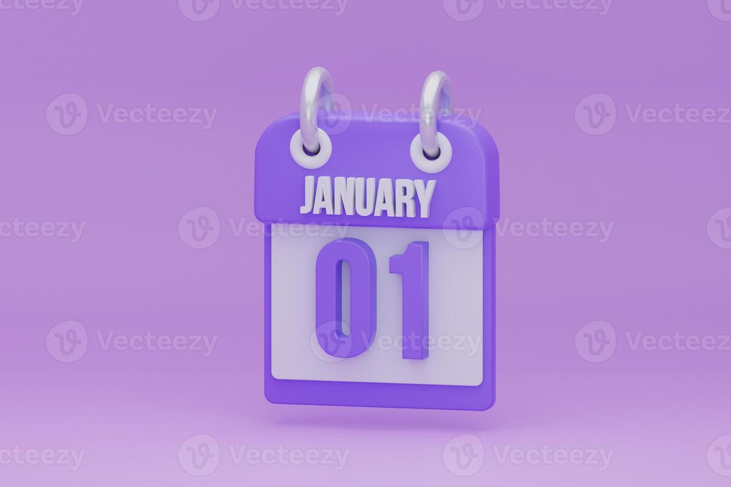 01 January Calendar 3D Icon. 3d rendering photo