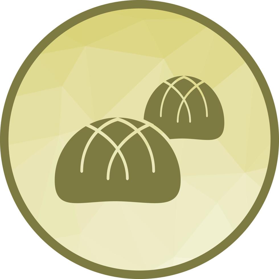 icono de fondo de baja poli de bollos horneados pequeños vector