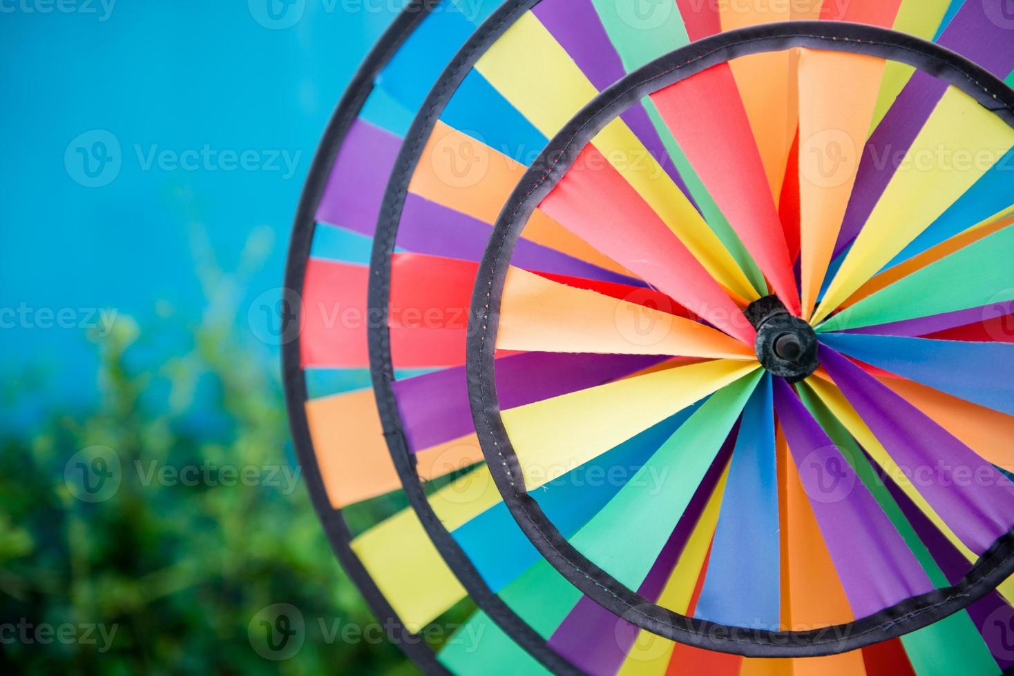 Colorful pinwheel in the garden photo