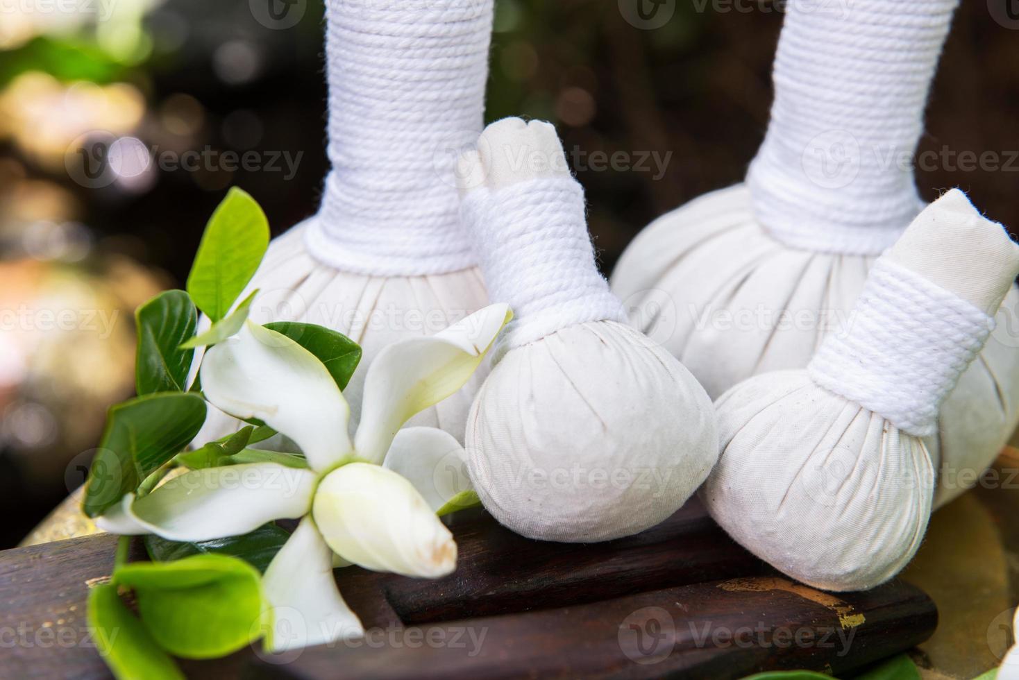 Thai traditional big and small Herbal balls photo