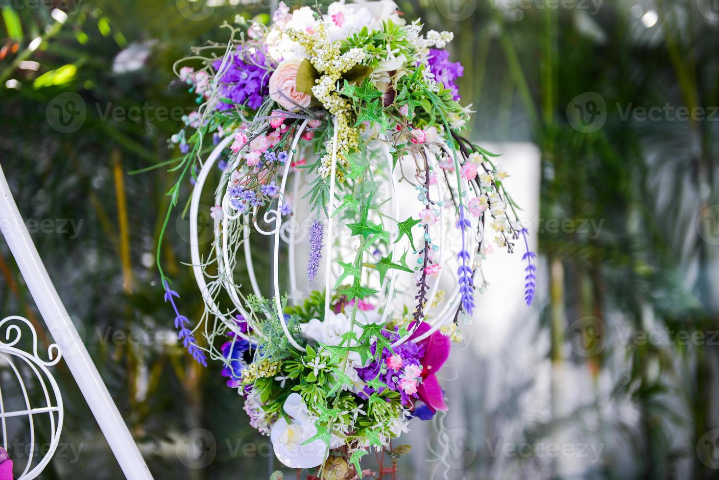 decoration of Bird cage and flower photo