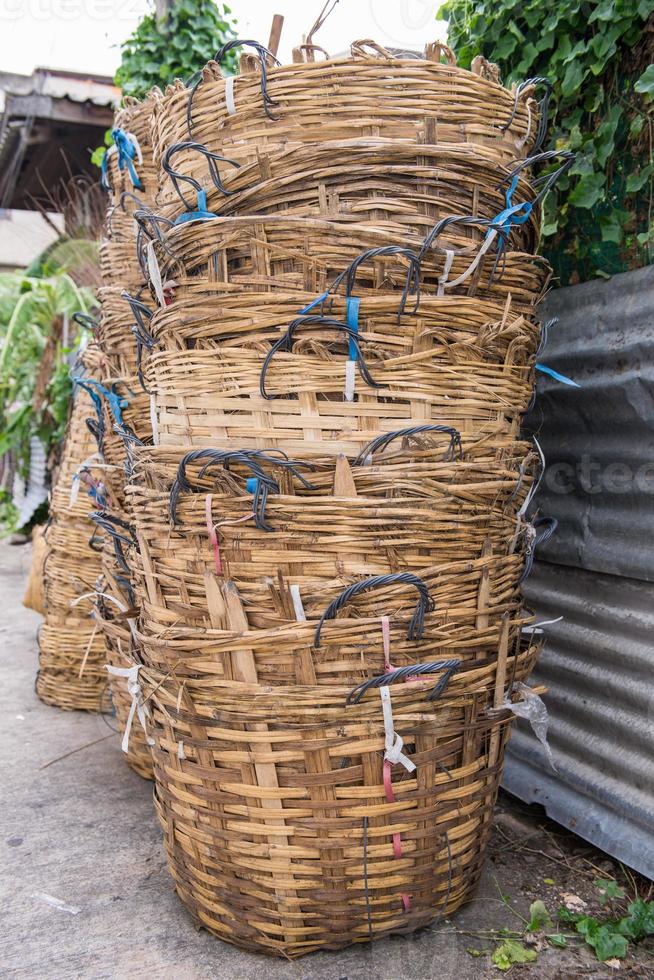 Woven cane baskets stack 5 photo