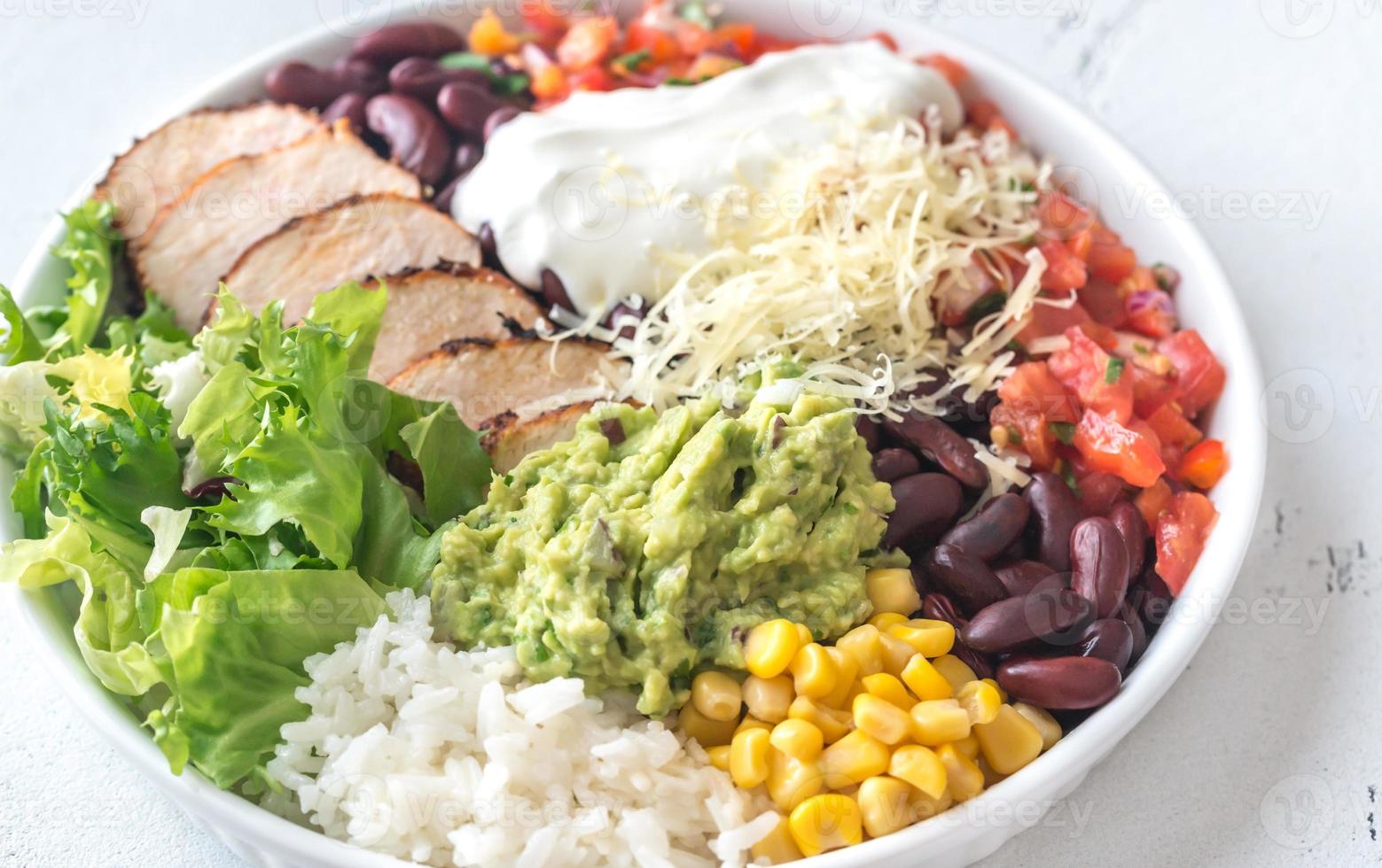 Burrito bowl on the table photo