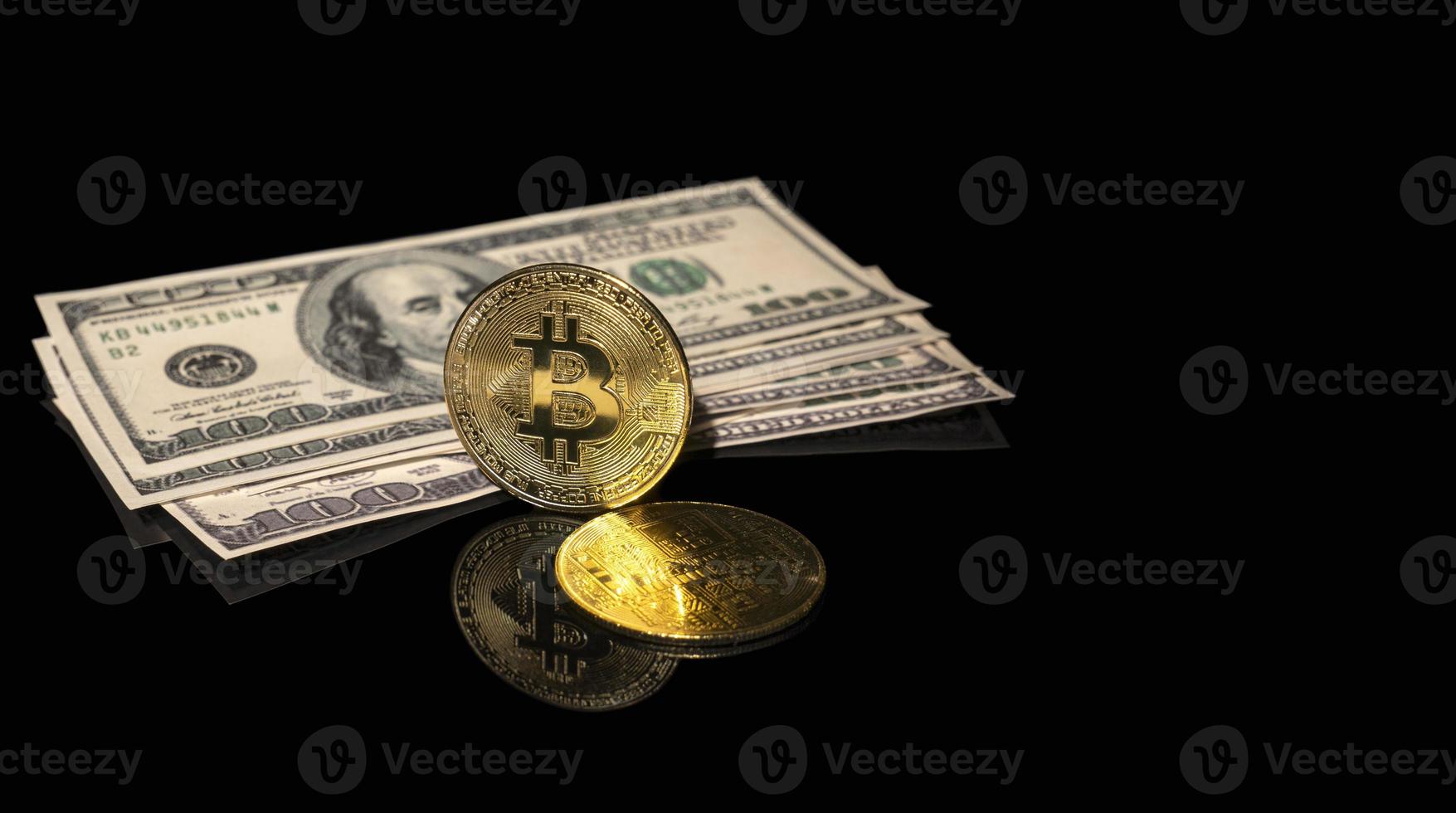 Bitcoin gold coin. Cryptocurrency virtual money BTC. Blockchain technology, Bitcoin mining concept. Stock Market Concept photo