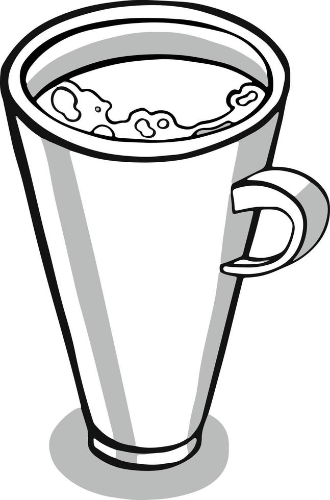 cup with tea or coffee side view. hand drawn vector
