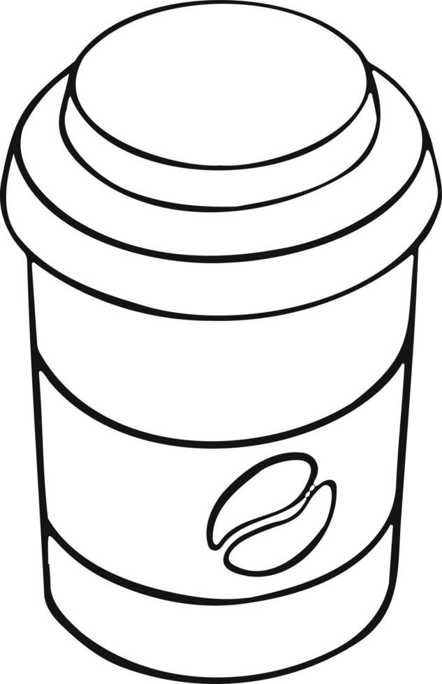 vaso de café para llevar línea aislada sobre fondo blanco. manual. vector