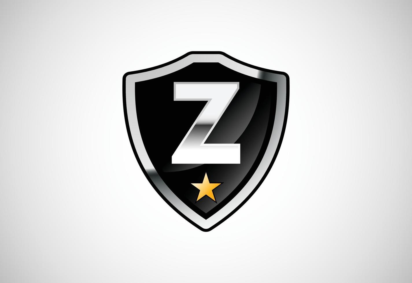 Initial letter Z with shield icon logo design vector illustration. Shield with monogram alphabet