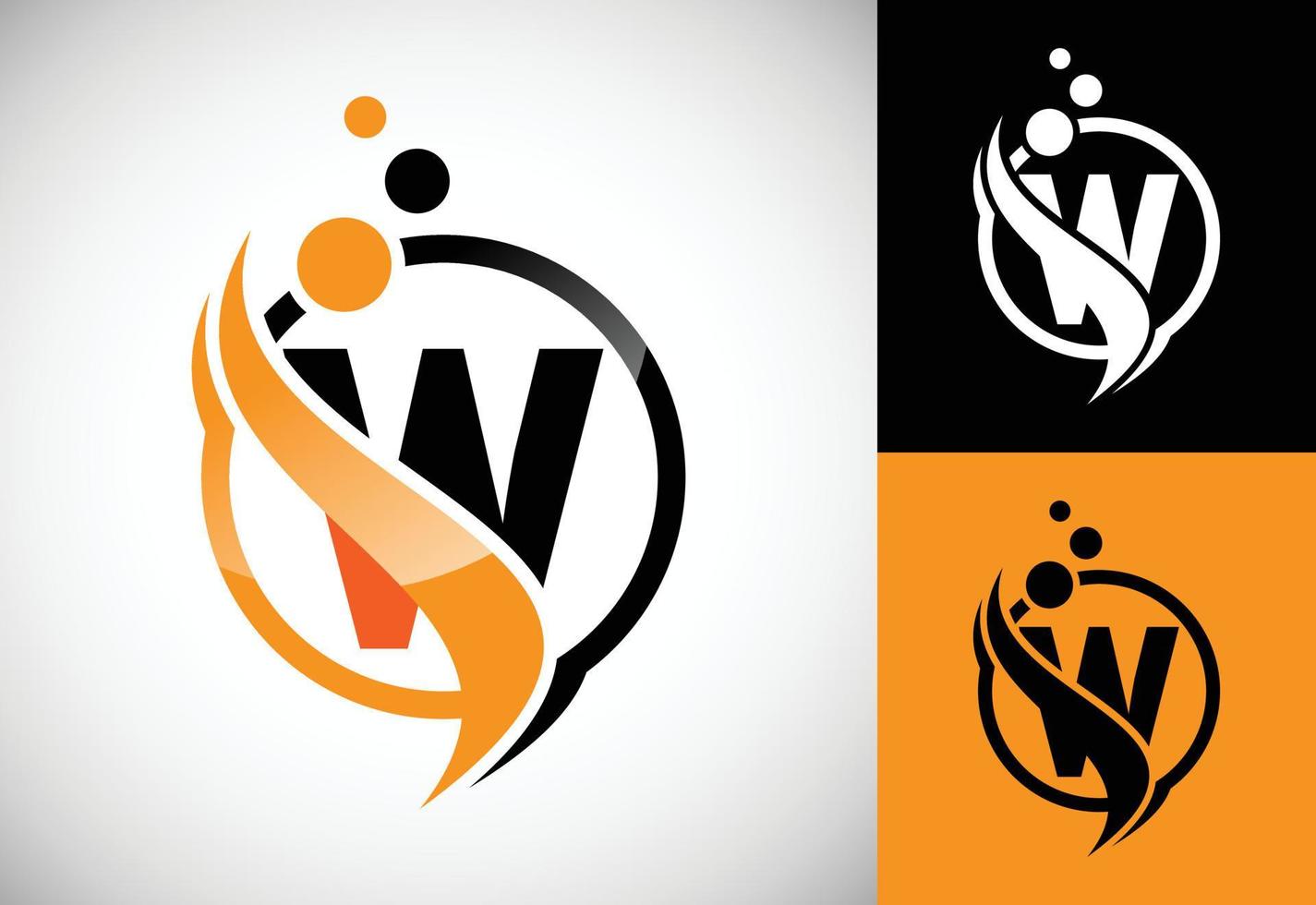 Initial letter W with the swoosh, biotech logo design concept. Logotype for science technology. vector