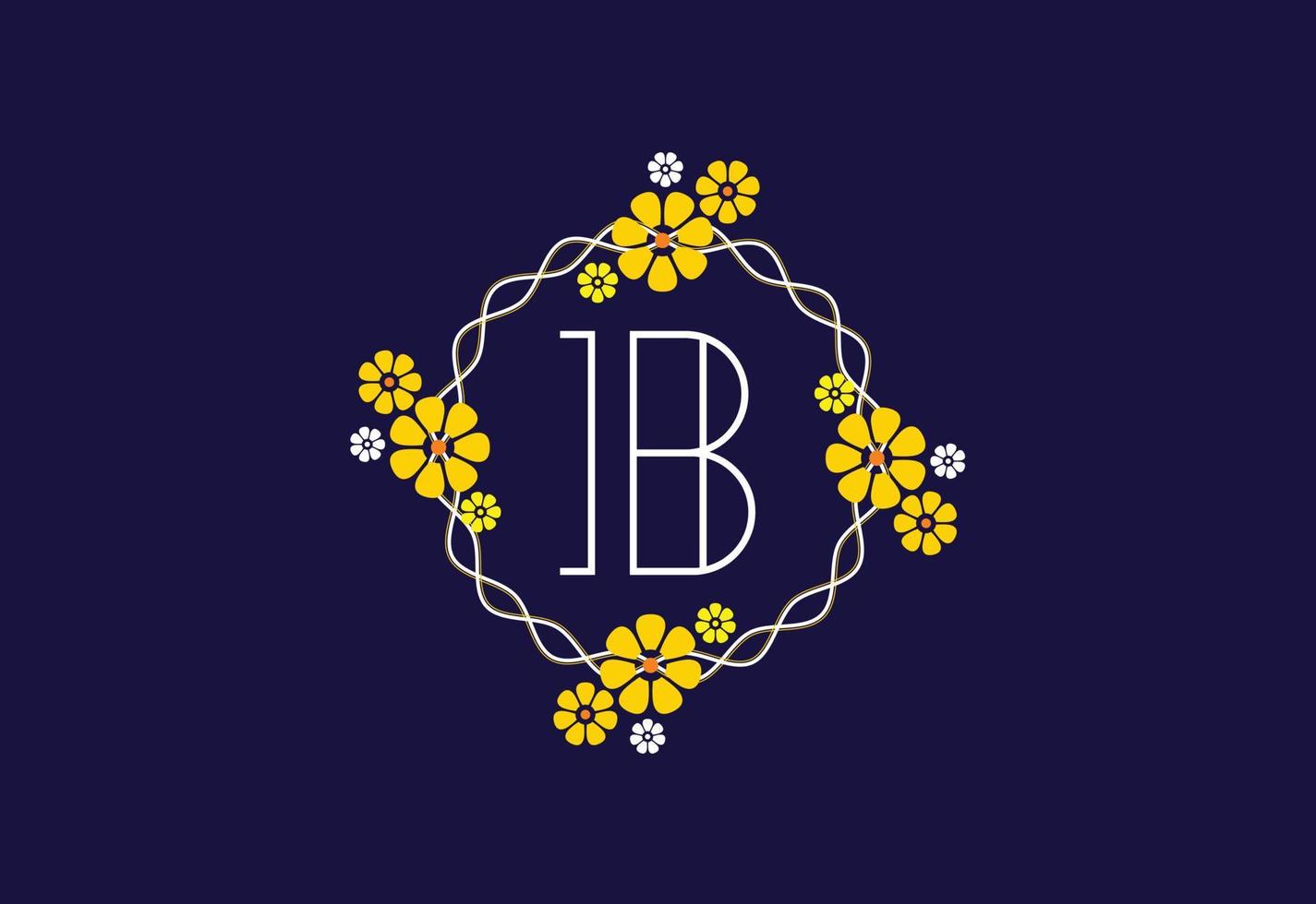 Floral monogram letter B. Initial alphabet with botanical elements. Floral alphabet vector design