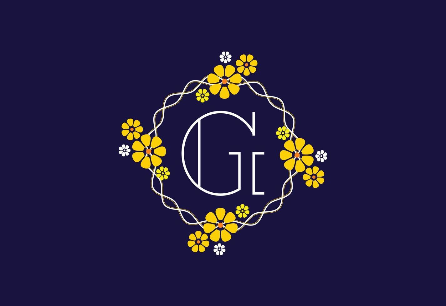 Floral monogram letter G. Initial alphabet with botanical elements. Floral alphabet vector design