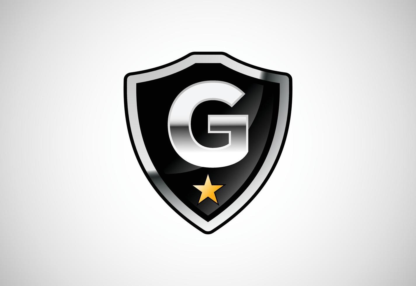 Initial letter G with shield icon logo design vector illustration. Shield with monogram alphabet