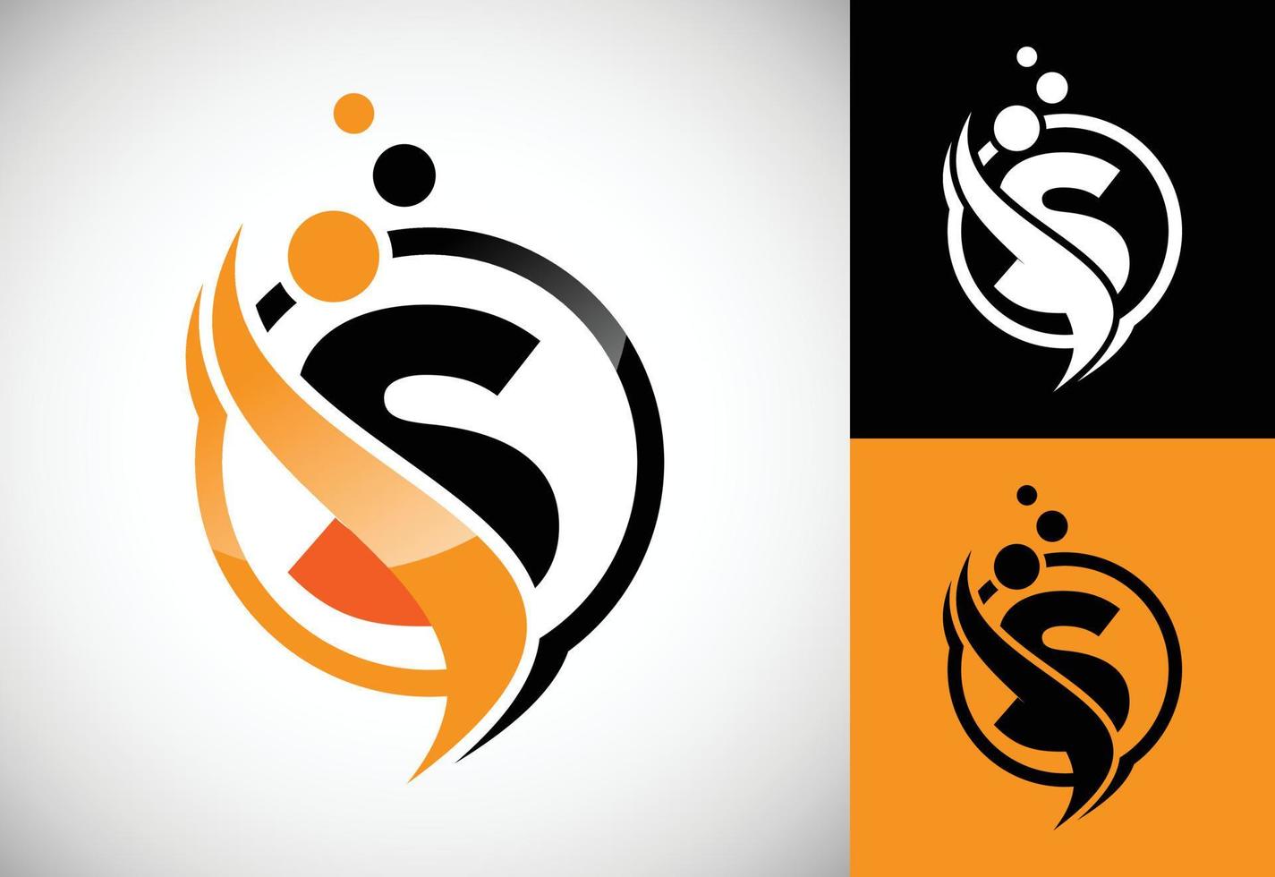 Initial letter S with the swoosh, biotech logo design concept. Logotype for science technology. vector