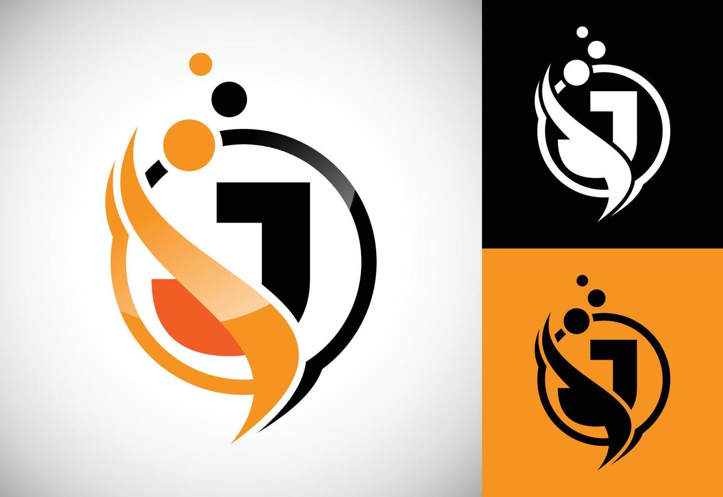 Initial letter J with the swoosh, biotech logo design concept. Logotype for science technology. vector
