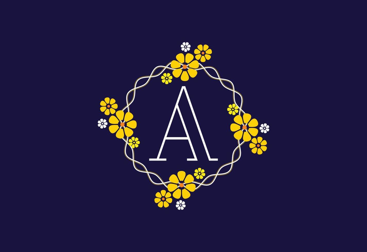 Floral monogram letter A. Initial alphabet with botanical elements. Floral alphabet vector design