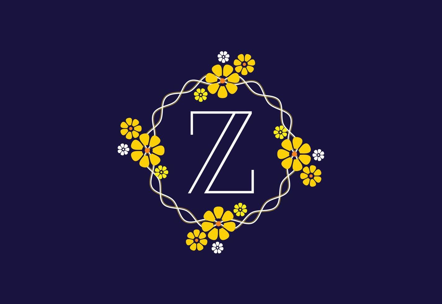 Floral monogram letter Z. Initial alphabet with botanical elements. Floral alphabet vector design