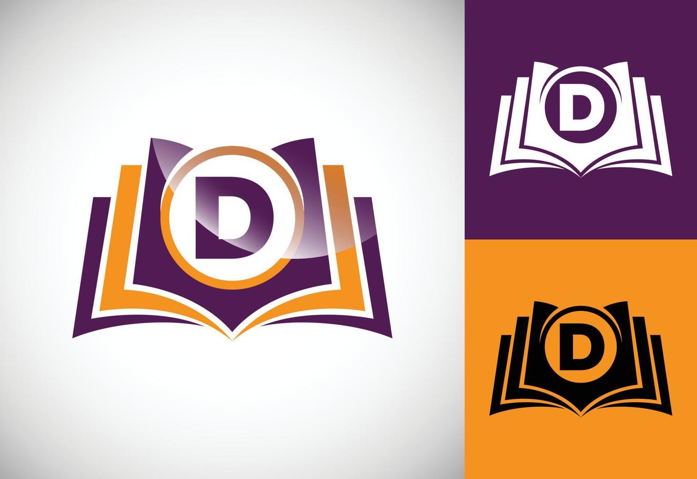 alfabeto inicial d con el libro. plantilla de diseño de logotipo de vector de libro creativo, logotipo de educación