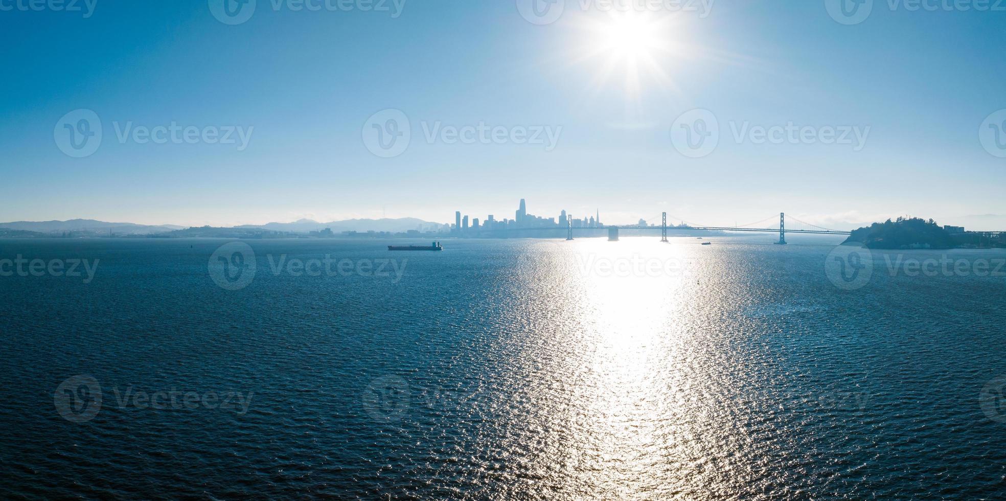 Aerial view of San Francisco downtown in a bay area. photo