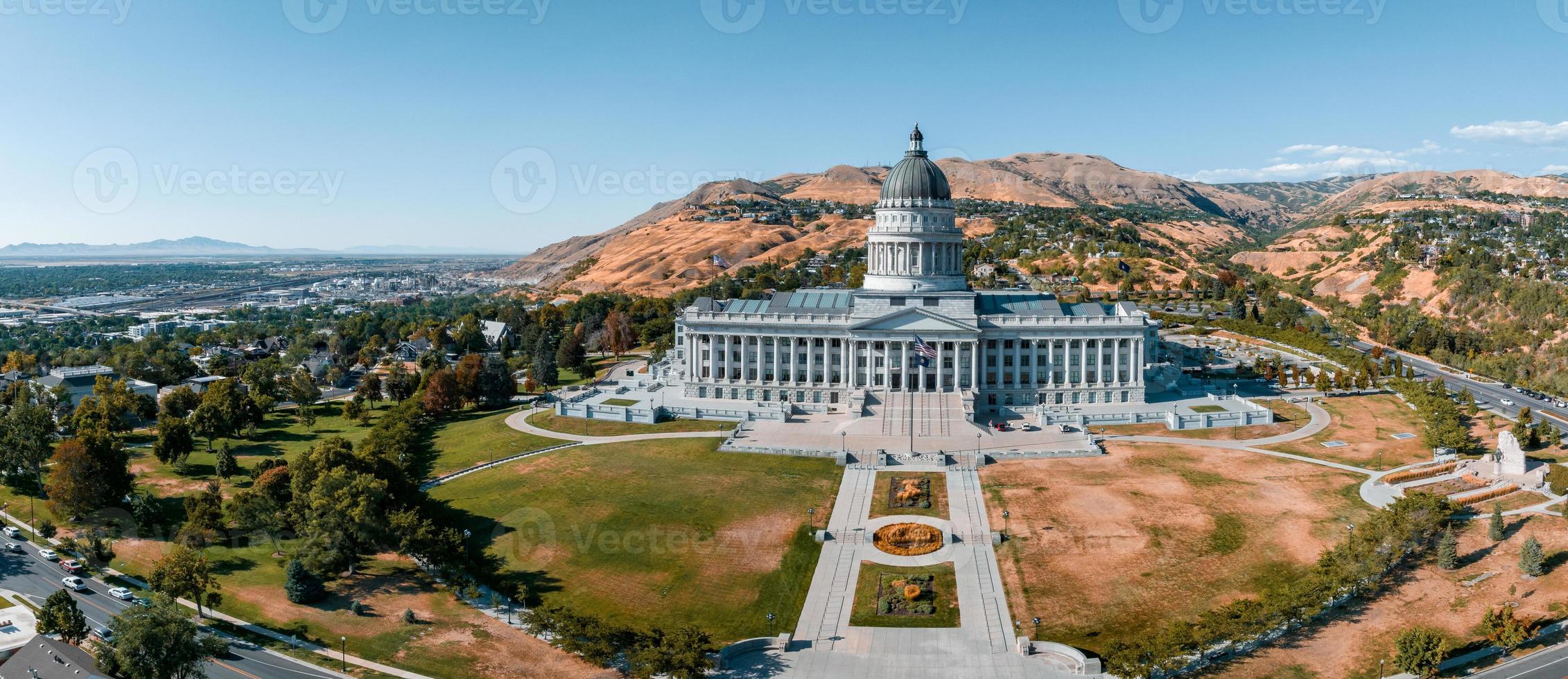 Aerial panoramic view of the Salt Lake City Capitol Building photo