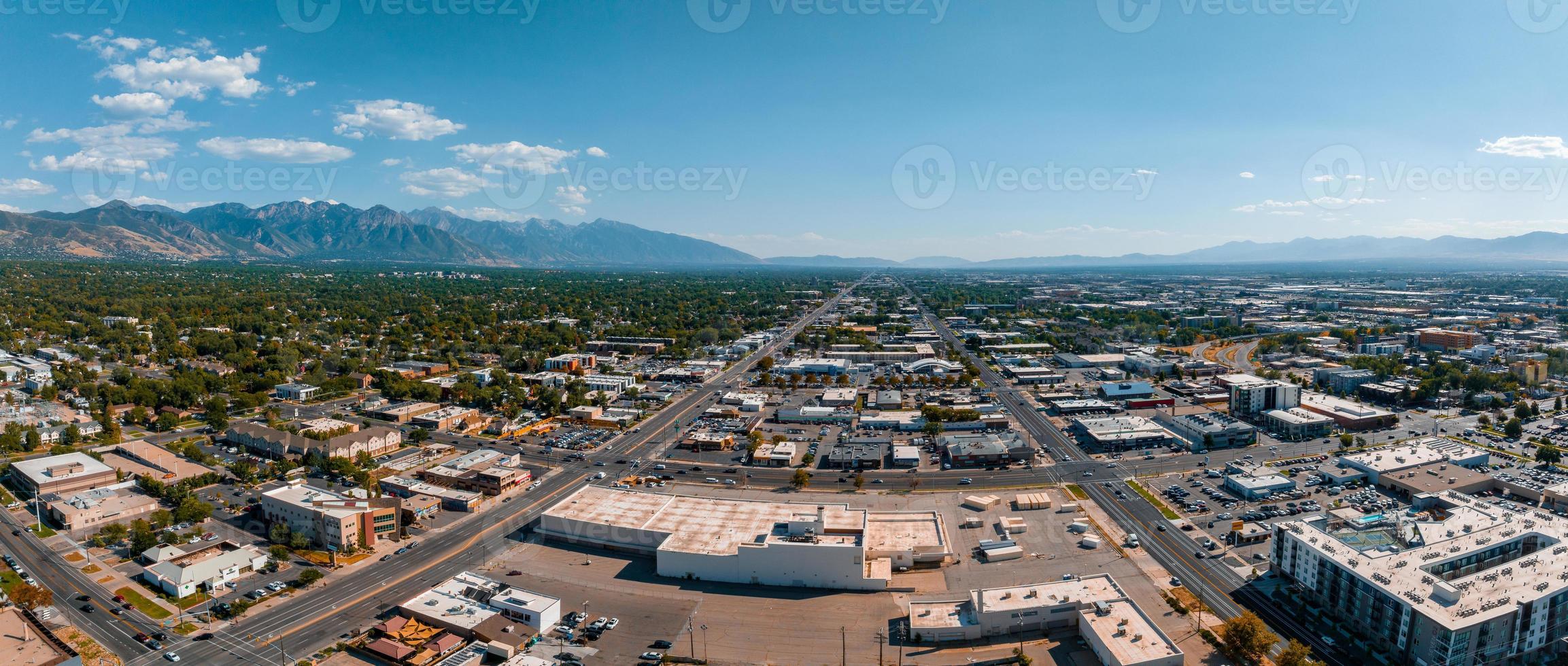 Aerial panoramic view of the Salt Lake City skyline Utah photo