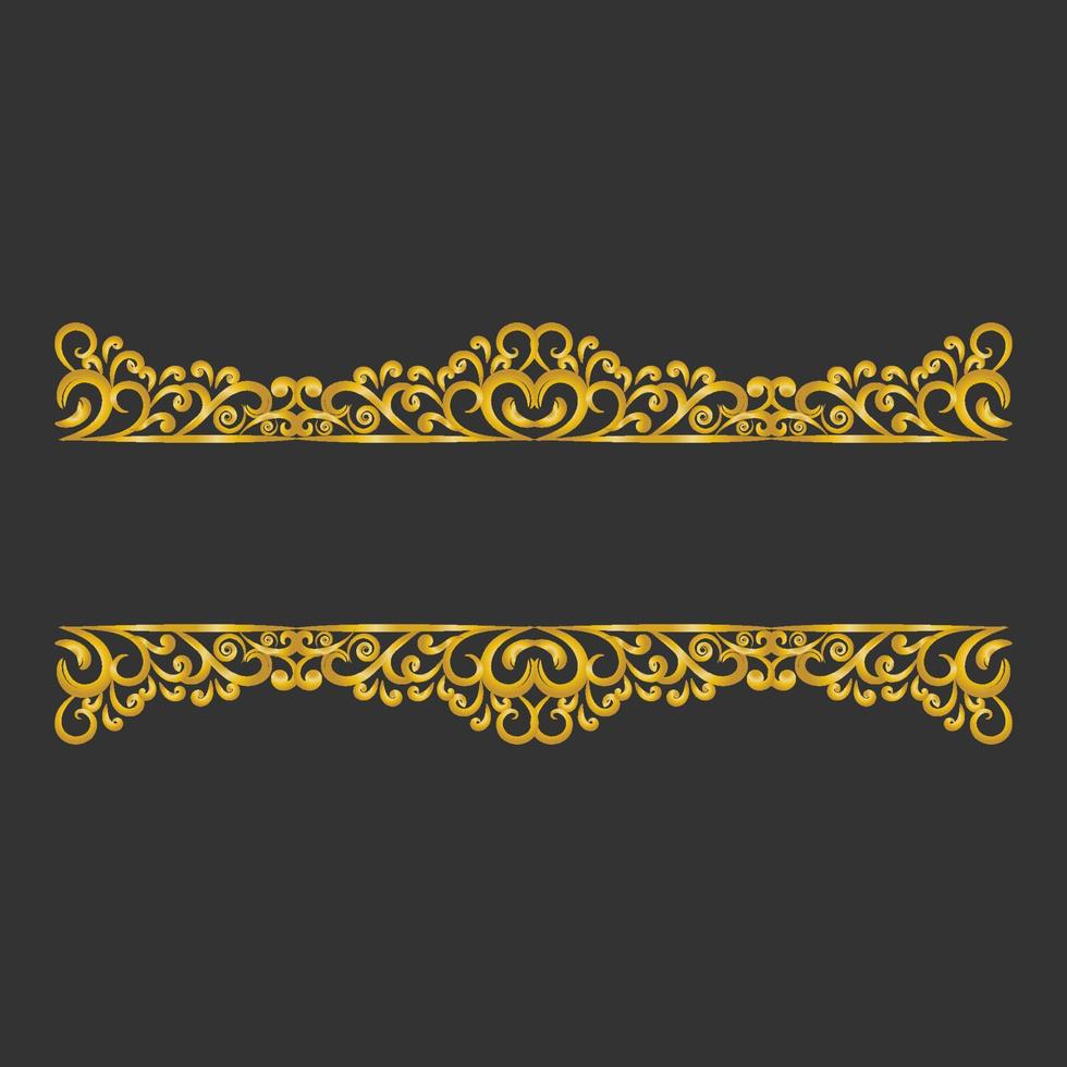 Decorative gold title frame isolated on dark green color background classic ornament vector