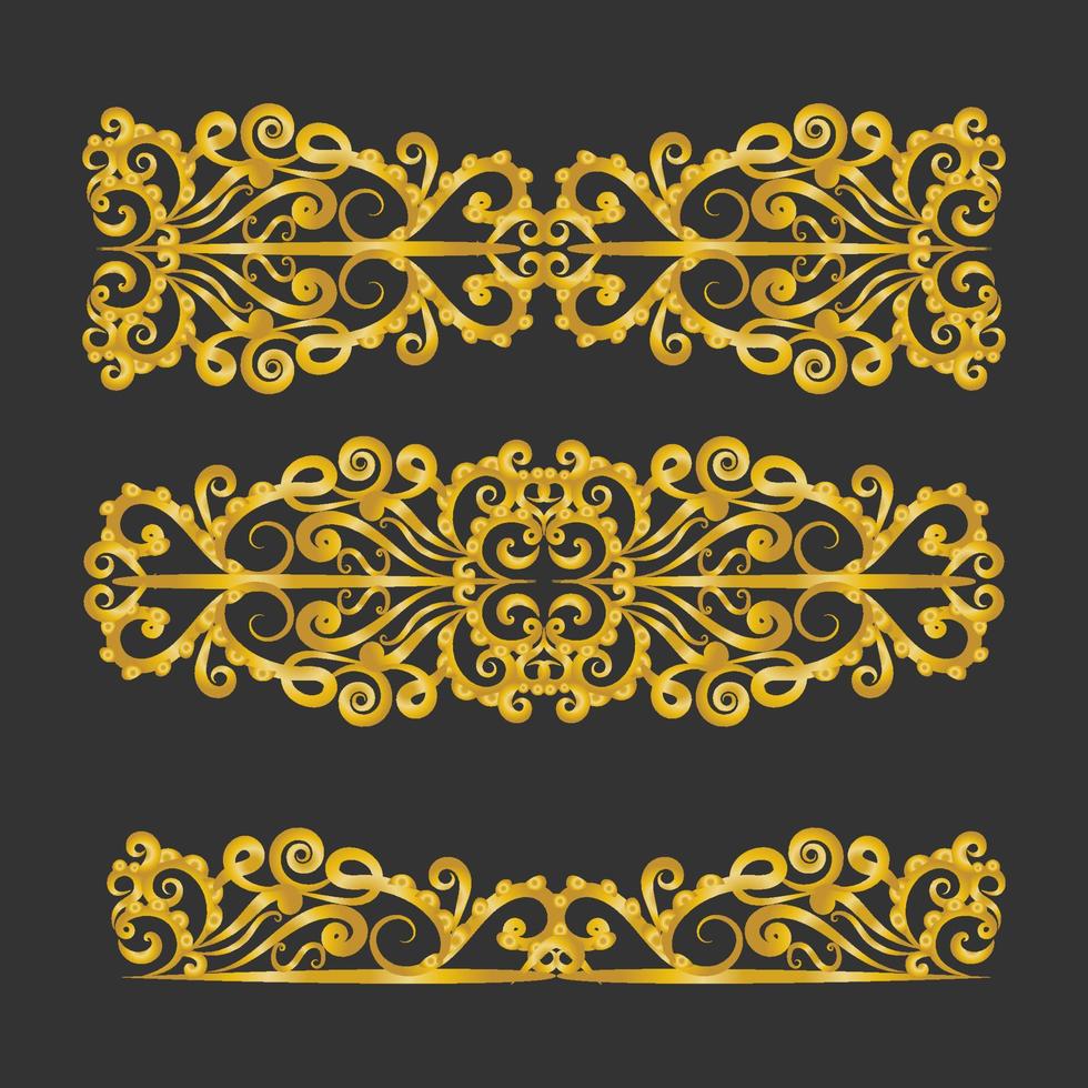 Decorative gold title frame isolated on dark green color background classic ornament vector