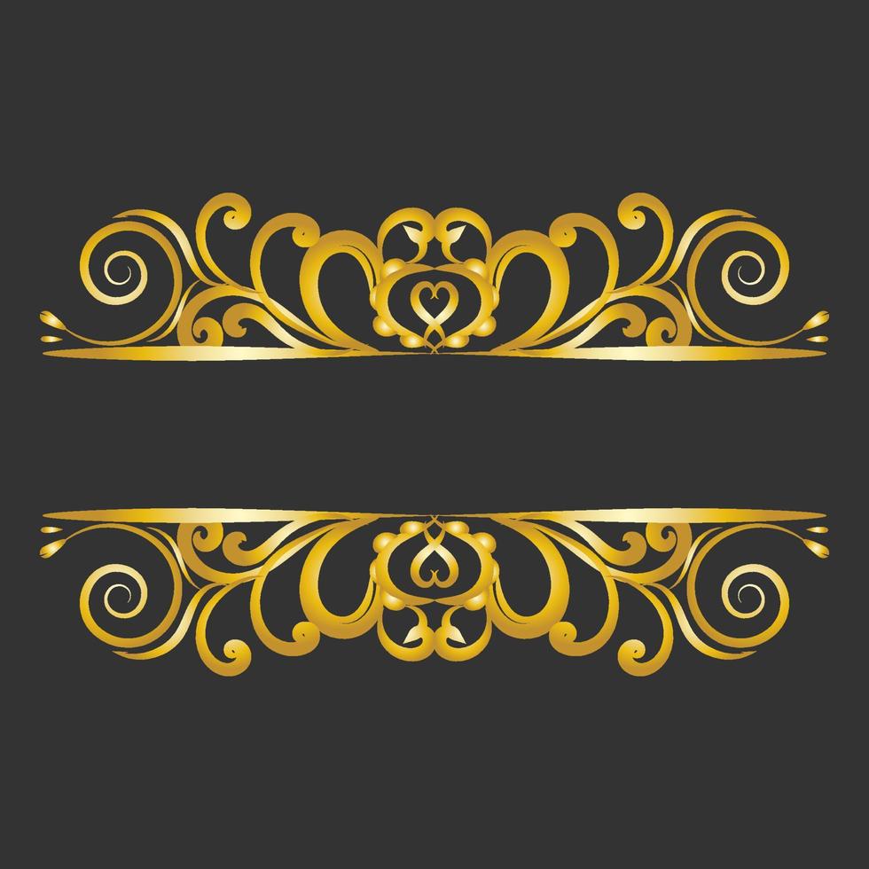Decorative gold title frame isolated on dark green color background classic ornament vector