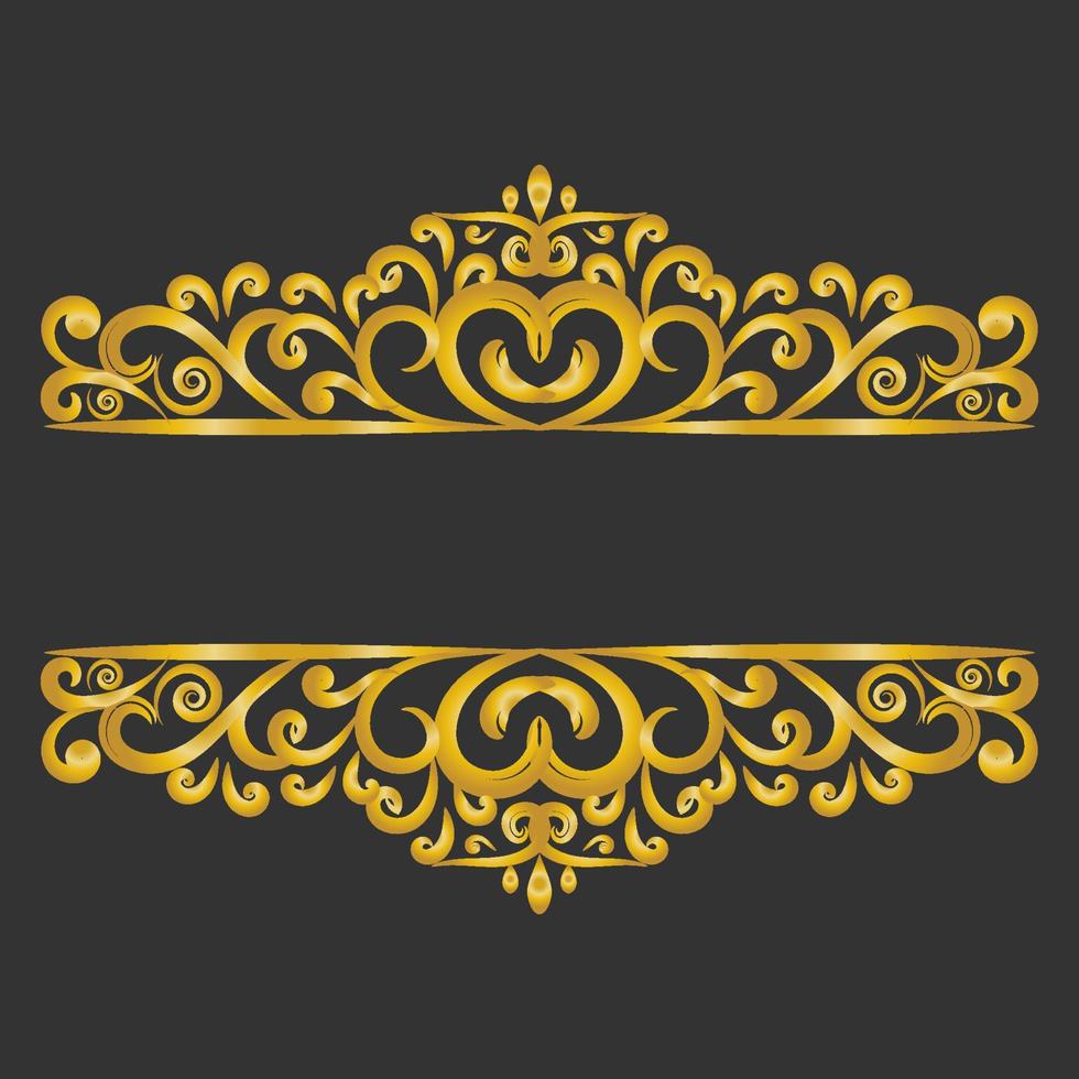 Decorative gold title frame isolated on dark green color background classic ornament vector