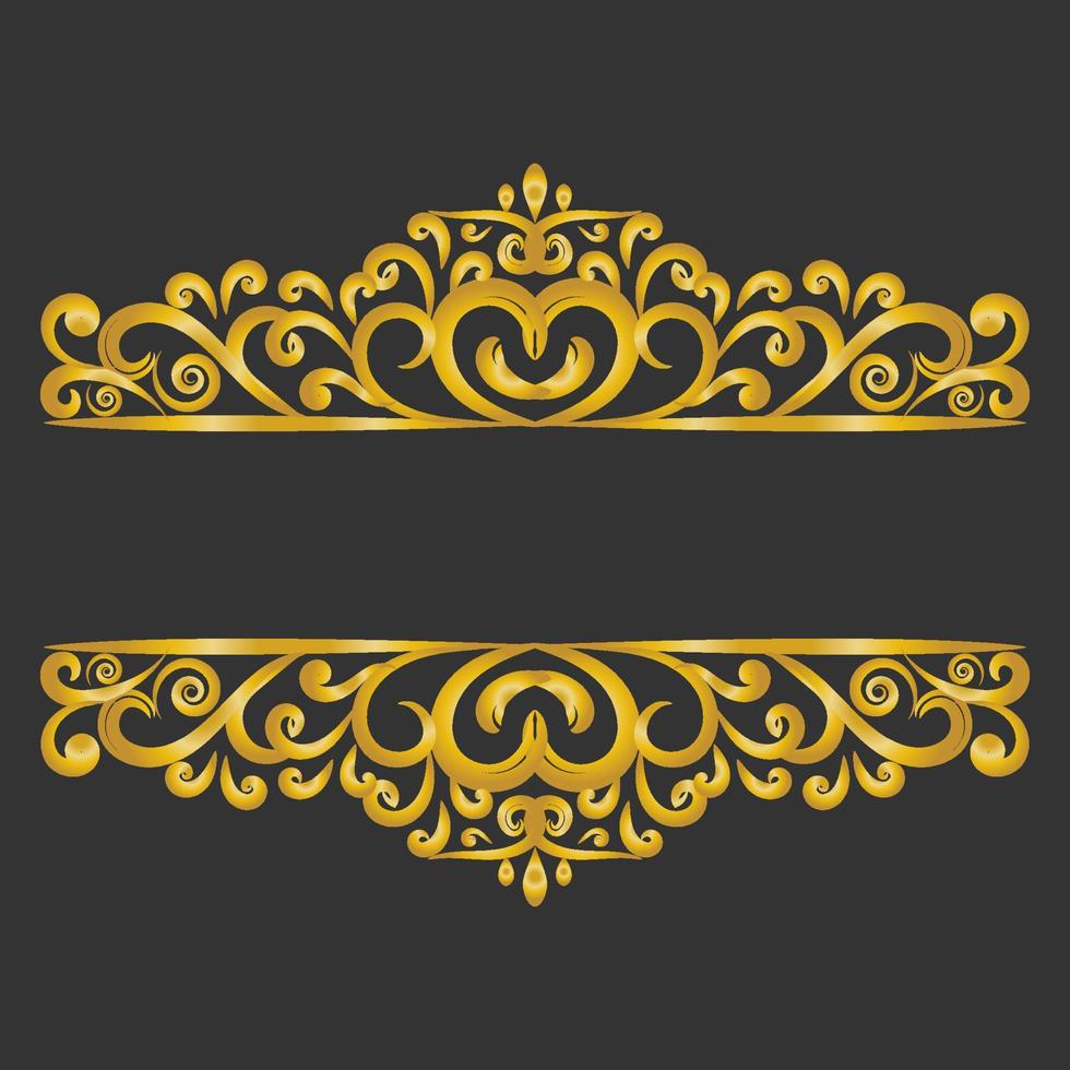 Decorative gold title frame isolated on dark green color background classic ornament vector